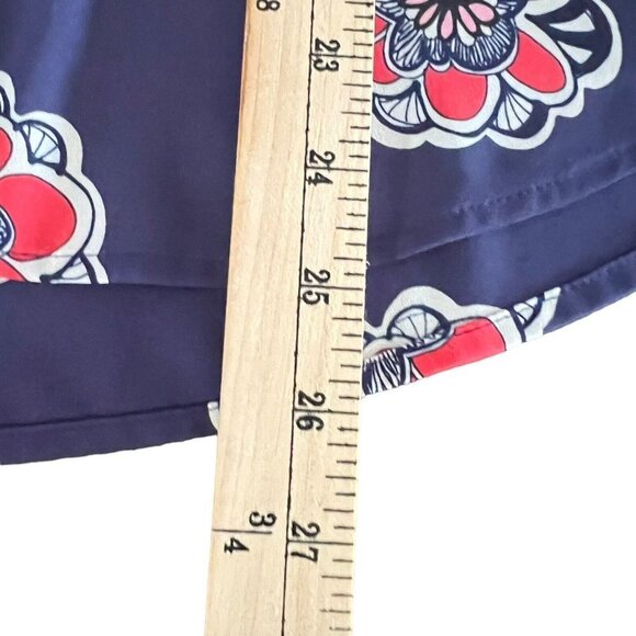 Express Women Size S Portofino Shirt Blouse Button Front Collared Blue Floral - Picture 9 of 12